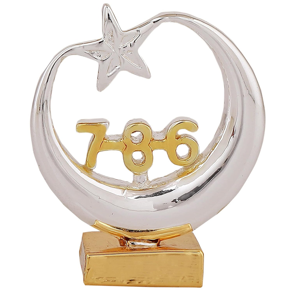 Estele Gold-Polished Spiritual 786 Chand Taara Idol for Home Decorative/ Car Dashboard - Distacart