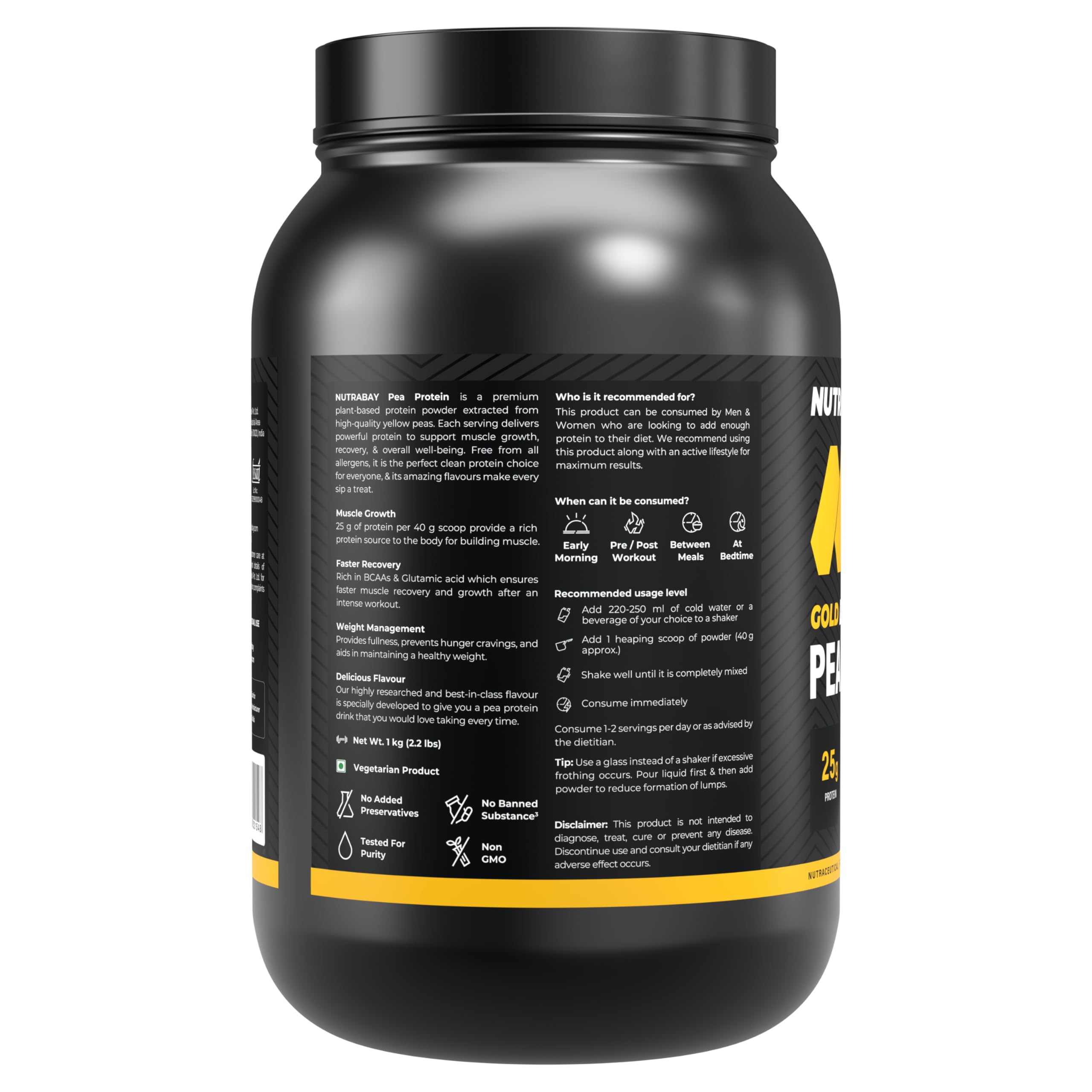NUTRABAY Gold Hydrolyzed Pea Protein Powder - Rich Chocolate Crème