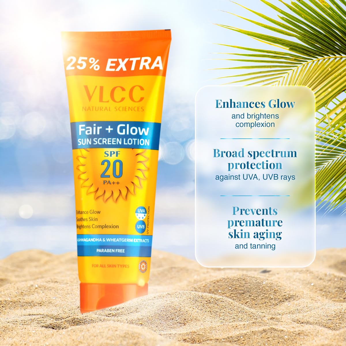 VLCC Fair+Glow Sun Screen Lotion SPF 20 PA++
