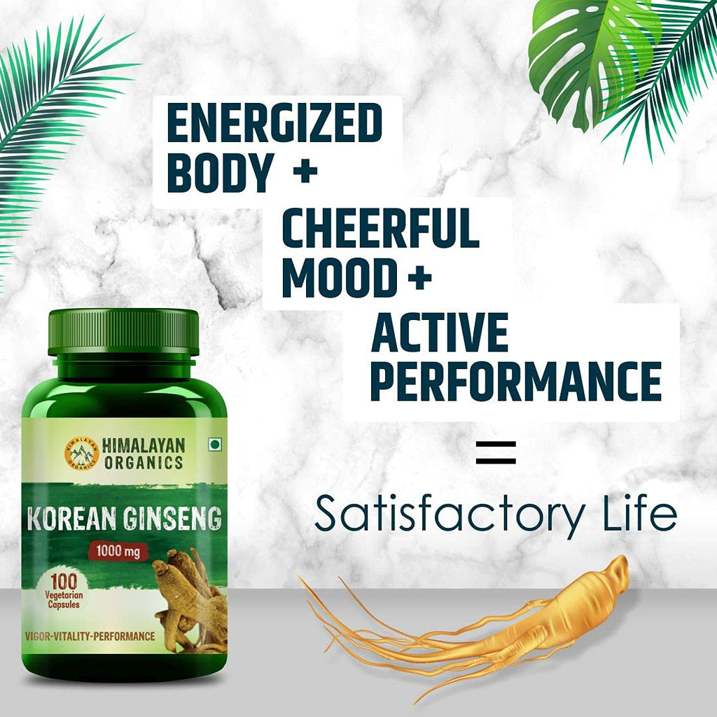Himalayan Organics Korean Ginseng 800 mg Vegetarian Capsules - Distacart