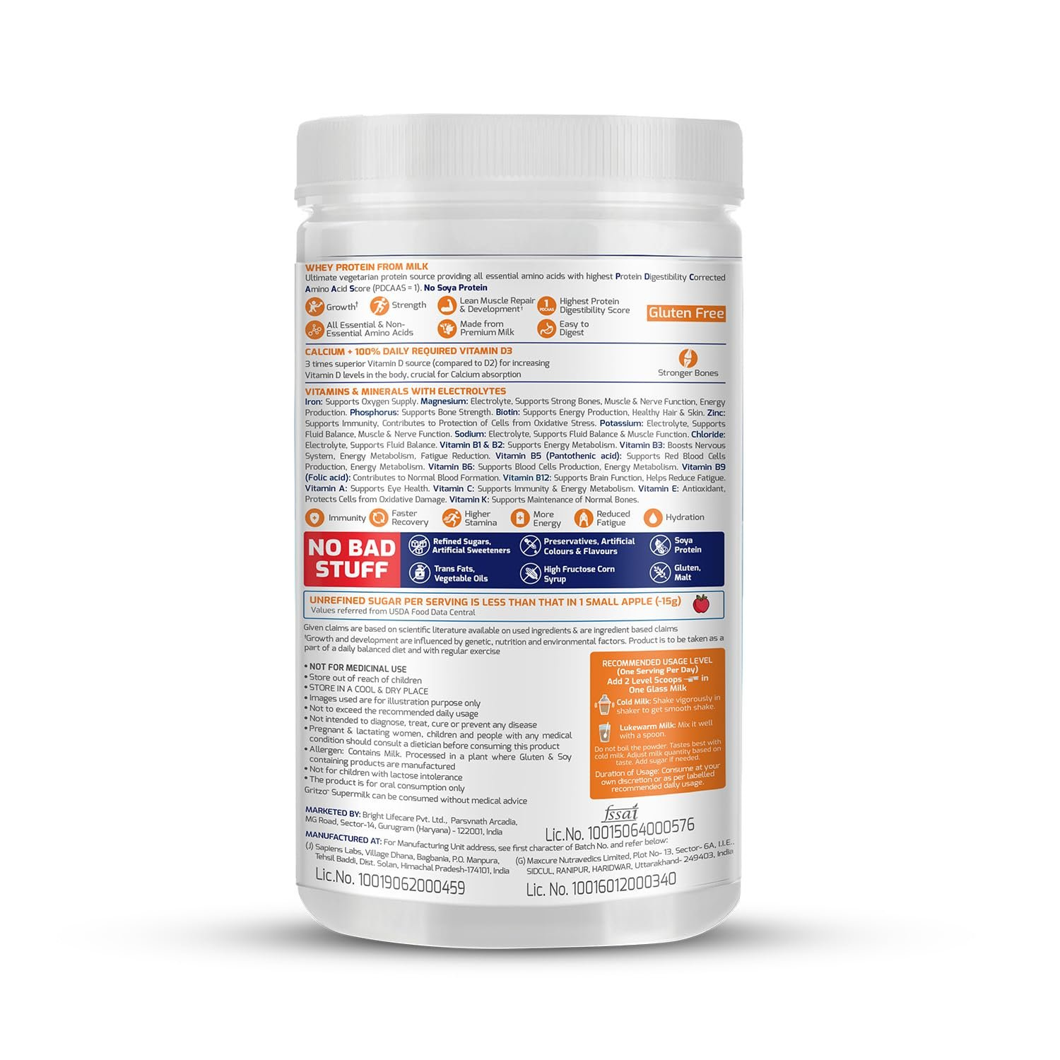 Gritzo SuperMilk Overall Growth (7-12y Boys), 9g Protein (Double Chocolate, Zero Refined Sugar, 20 Vitamins & Minerals - Distacart