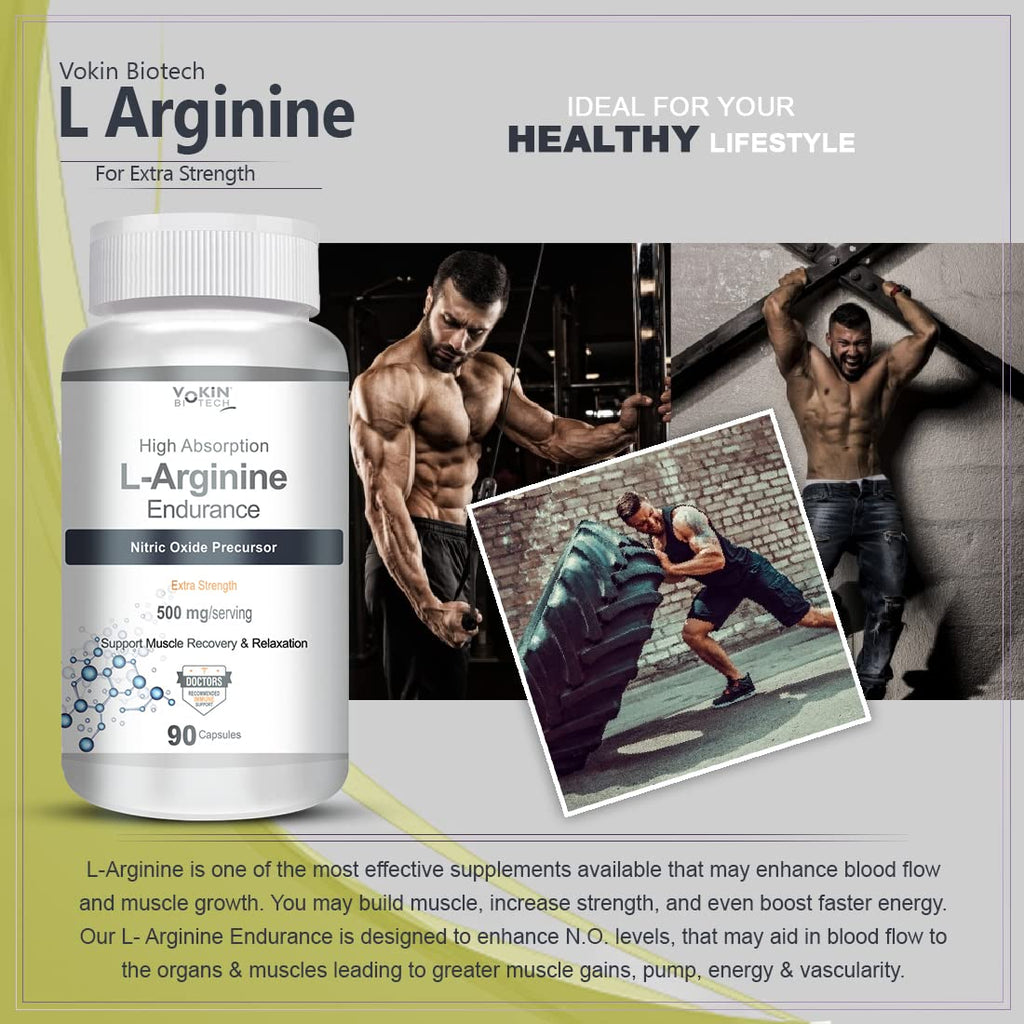 Vokin Biotech L-Arginine 500mg,Support Muscle Recovery & Relaxation