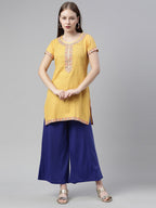 Souchii Navy Blue Knitted Ethnic Palazzos - Distacart