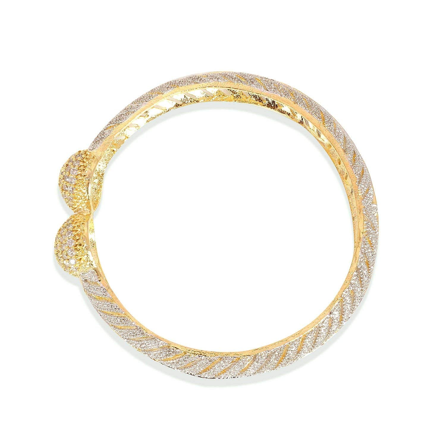 Gold-Plated Alloy Gold Silver American Diamond 4 Bangles - The Pari - Distacart
