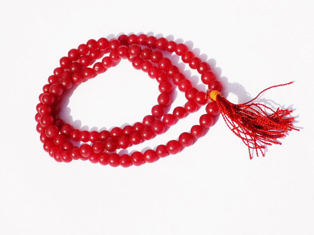 Kannssky Red Hakik (Agate) Mala - Hindu Buddhist Prayer Beads