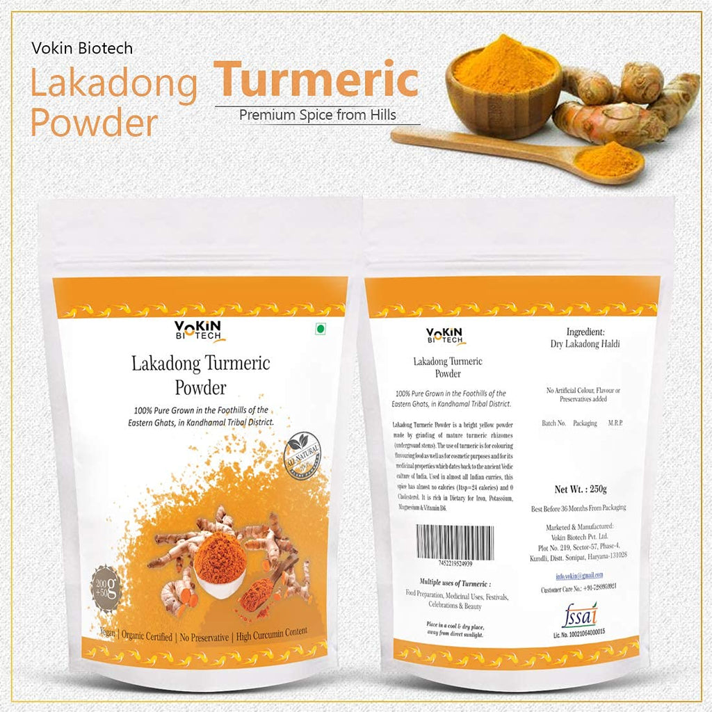 Vokin Biotech Lakadong Turmeric Powder | High Curcumin Content 7-9% Haldi Powder | Immunity Booster