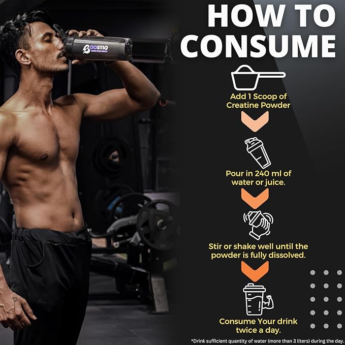 BOOSTIQ Creatine Monohydrate Powder - Unflavoured