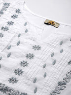 ADA Ethnic Motifs Embroidered Chikankari Cotton Kurta