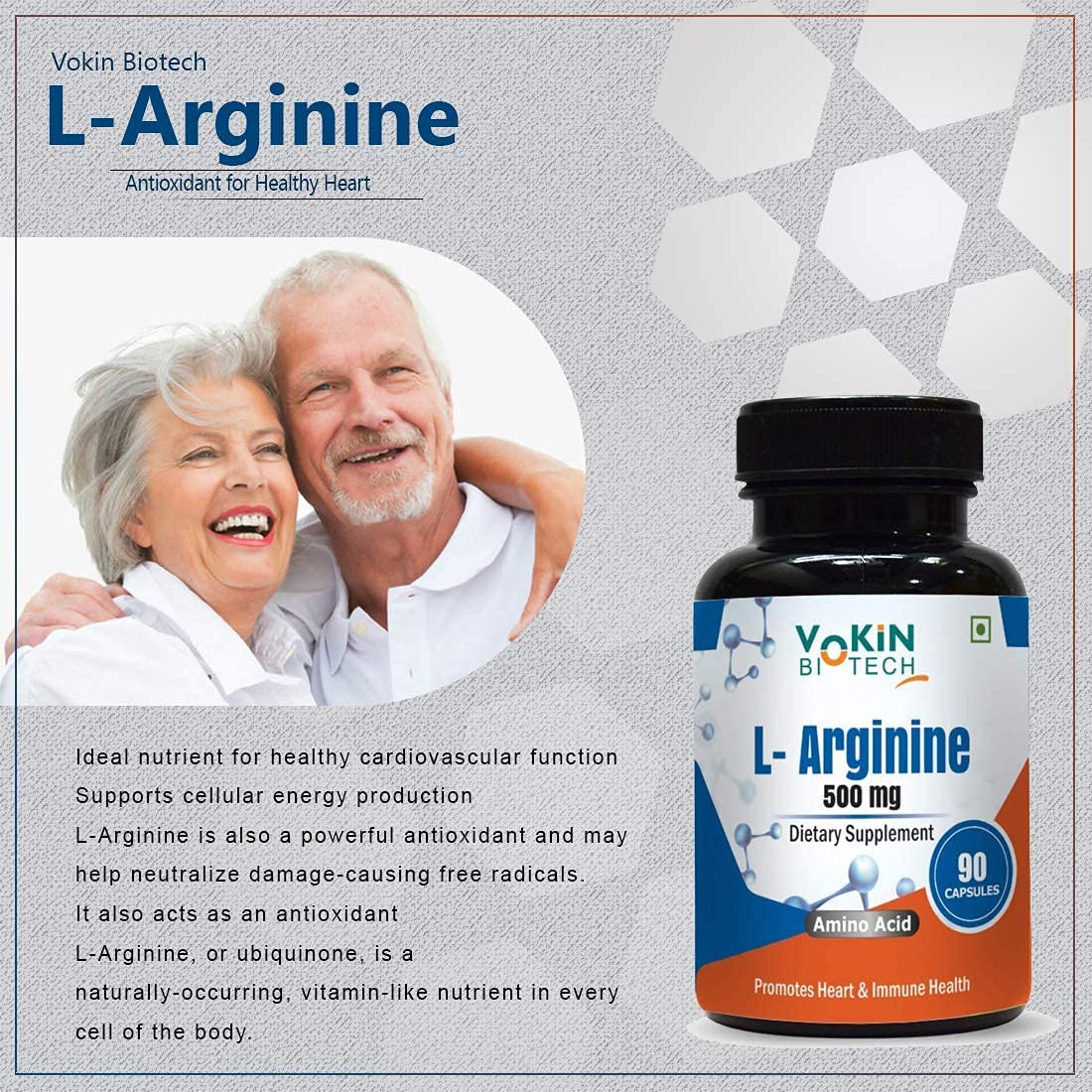 Vokin Biotech L Arginine 500mg With Essential Amino Acid and Nitric Oxide