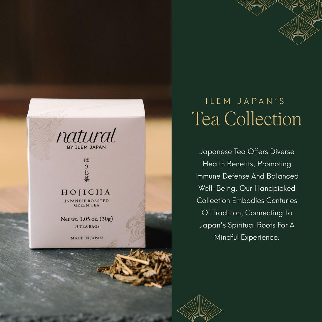 ILEM JAPAN Hojicha Tea Bags, Organic Roasted Japanese Green Tea, Low Caffeine, Toasty Nutty Flavor, 15 Tea Bags | 30g