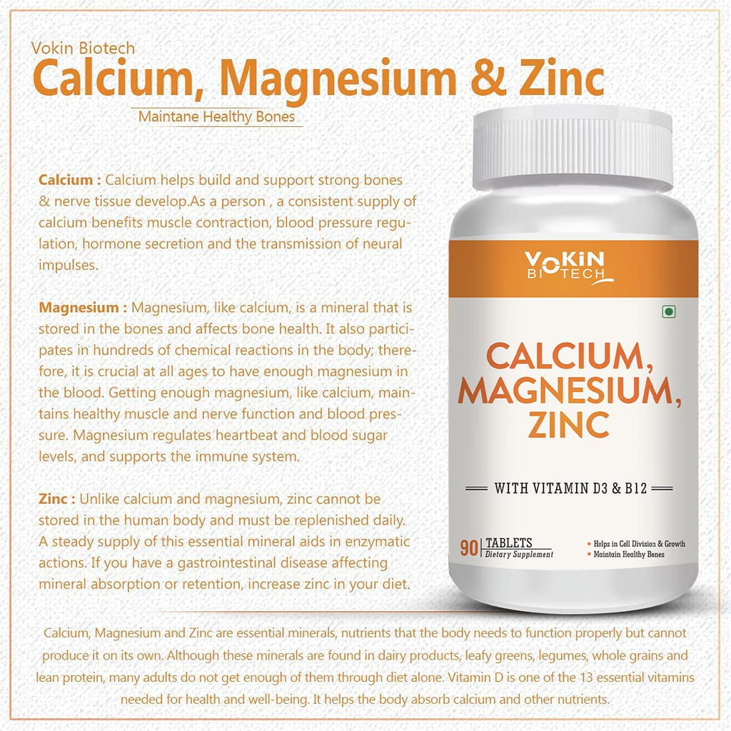 Vokin Biotech Calcium, Magnesium, Zinc, D3 & B12-Tablets