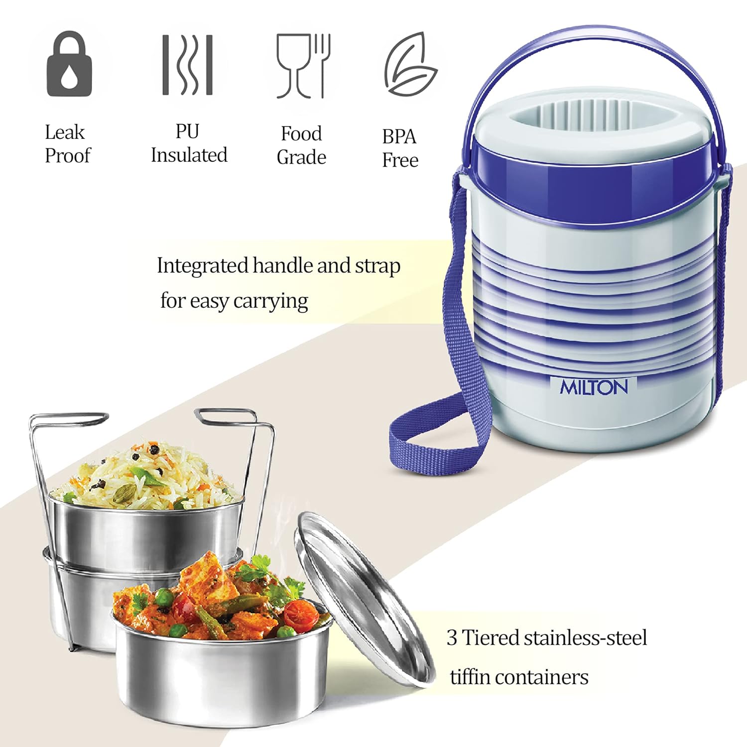 Milton Econa Stainless Steel Lunch Box - 3 Box Insulated Lunch Set