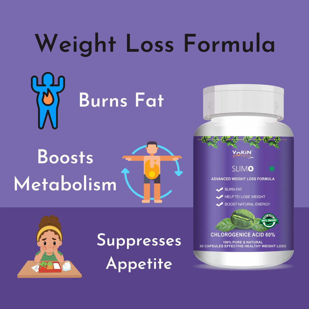 Vokin Biotech Slimo Advanced Weight Loss Formula with Green Coffee Extract 100mg and Garcinia Cambogia Extract 500mg Fat Burner for Men and Women
