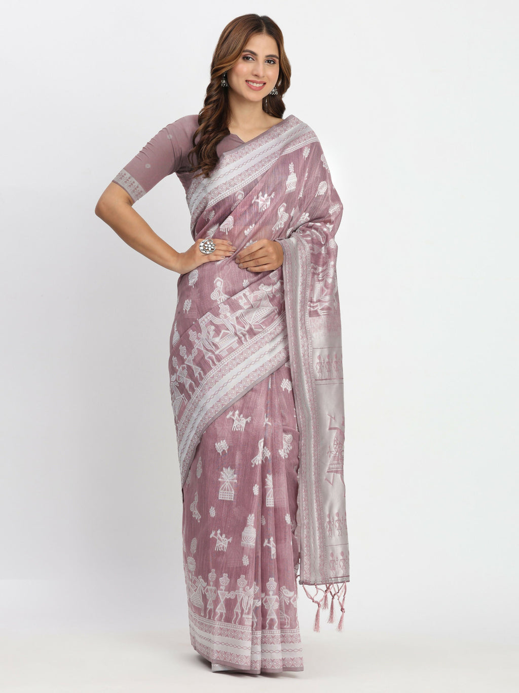 Shree Shyam Fashion Linen Cotton Sea Green Saree - Distacart