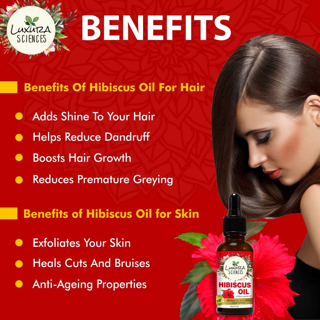 Luxura Sciences Organic Hibiscus Oil Japanese Vitamin E oil for Face, Skin, Hair Growth