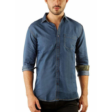 Men's Denim Full Sleeve Casual Shirt Dark Blue Color