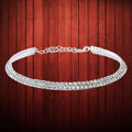 Silver-Toned Alloy Double Line Silver Choker Necklace - The Pari