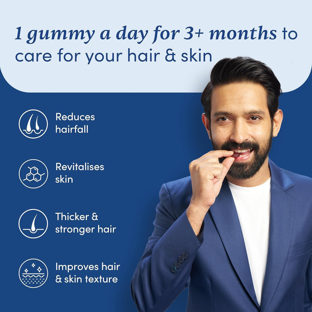 Man Matters Biotin Nourish Hair Gummies - Strawberry Flavor With Zinc & Multivitamins - Distacart