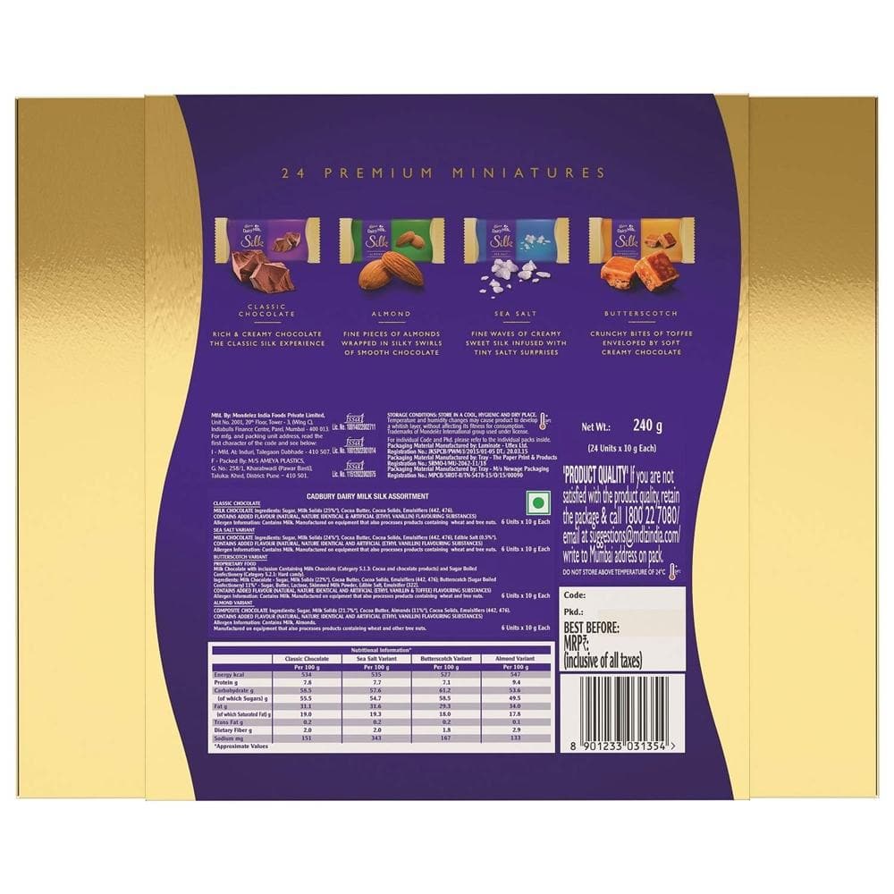 Cadbury Dairy Milk Silk Miniatures Chocolate Gift Pack, 240 g
