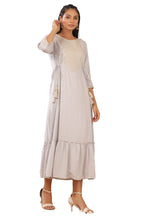 Juniper Women's Grey Zari Embroidered Rayon Dobby Maxi Dress - Distacart