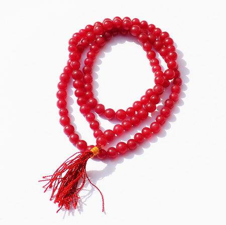 Kannssky Red Hakik (Agate) Mala - Hindu Buddhist Prayer Beads
