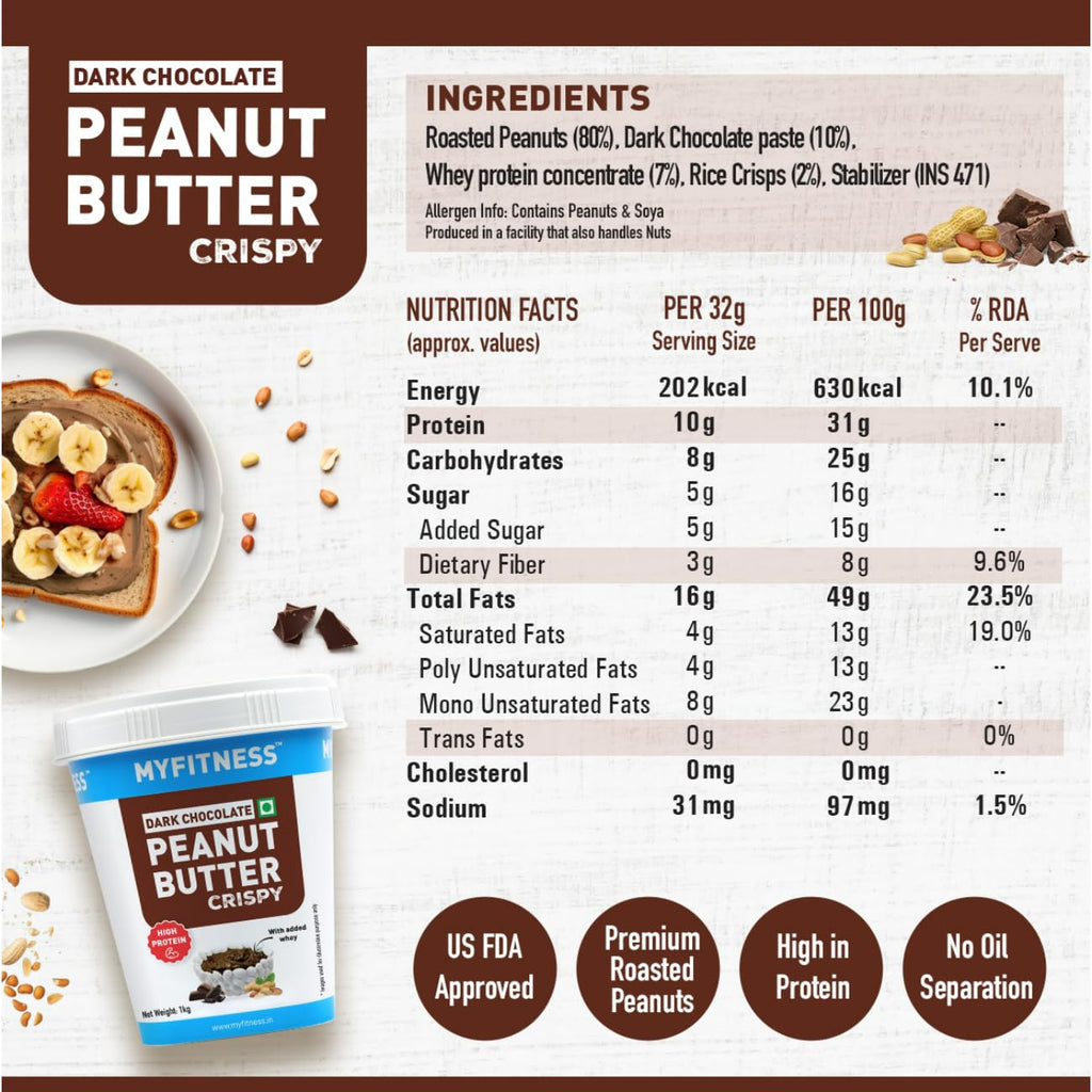 Myfitness High Protein Dark Chocolate Peanut Butter Crispy - Distacart