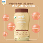 Arth High Protein Nutrition Powder | 12g Protein per Serving | 25+ Essential Nutrients with Prebiotic | No Added Sugar | Supports Energy, Strength & Immunity | 400gm (Vanilla Flavour)