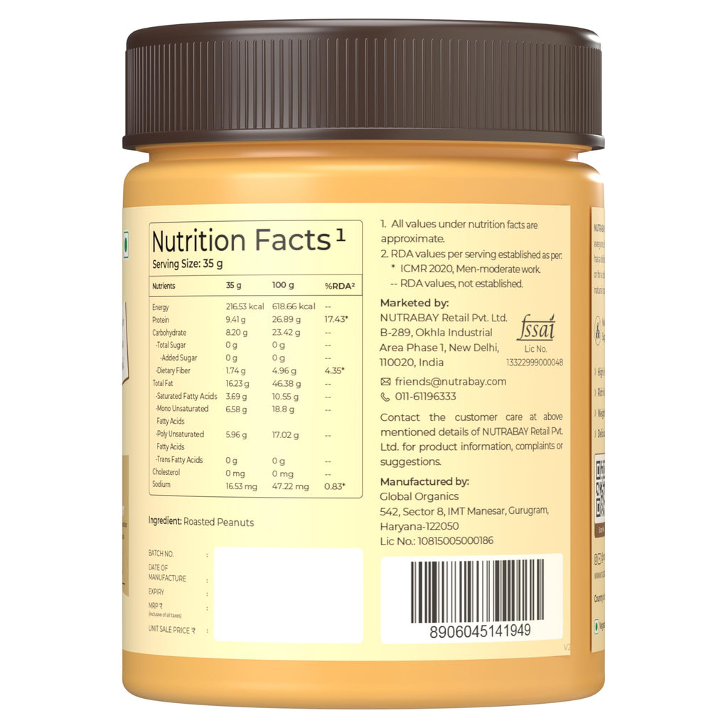 Nutrabay Unsweetened Peanut Butter (Crunchy)
