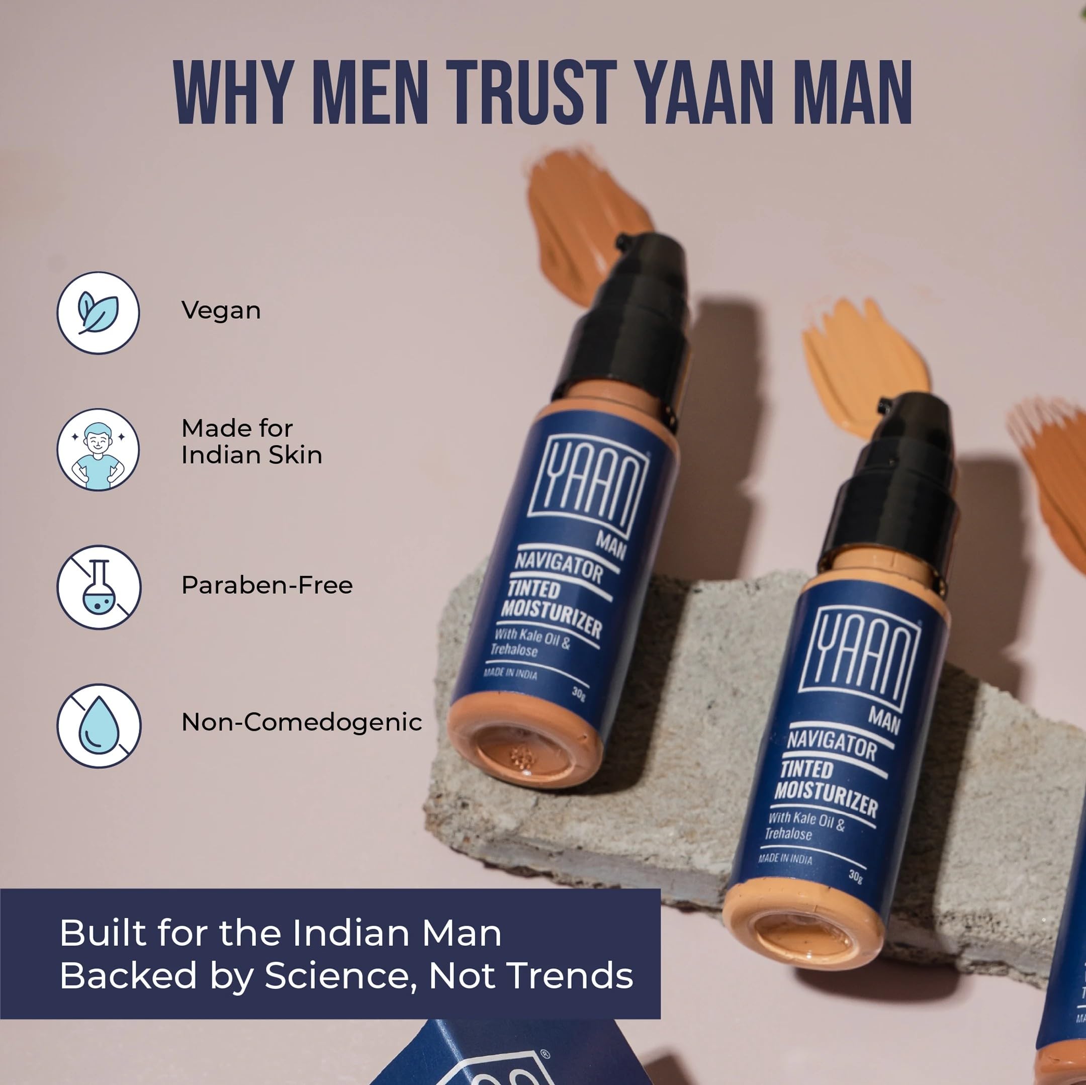 Yaan Man Tinted Navigator Moisturizer for Men With Kale Oil & Trehalose