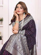 Aastha Fashion Purple Georgette Silk Zari Weaving Saree - Distacart