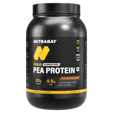 NUTRABAY Gold Hydrolyzed Pea Protein Powder - Rich Chocolate Crème