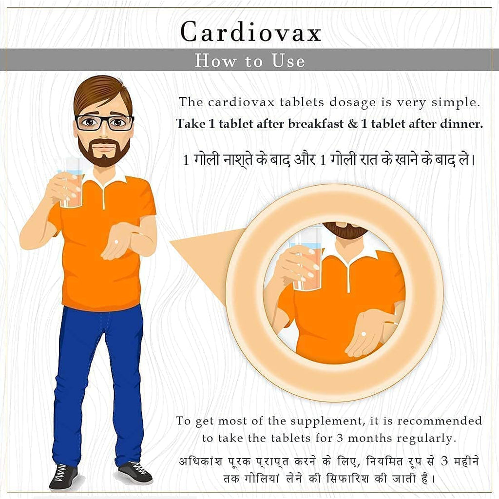 Vokin Biotech Natural Cardiovax with Arjuna Extract & Moringa Extract (60 Tablets) With Cold Pressed Flaxseed Oil | Omega 3 6 9