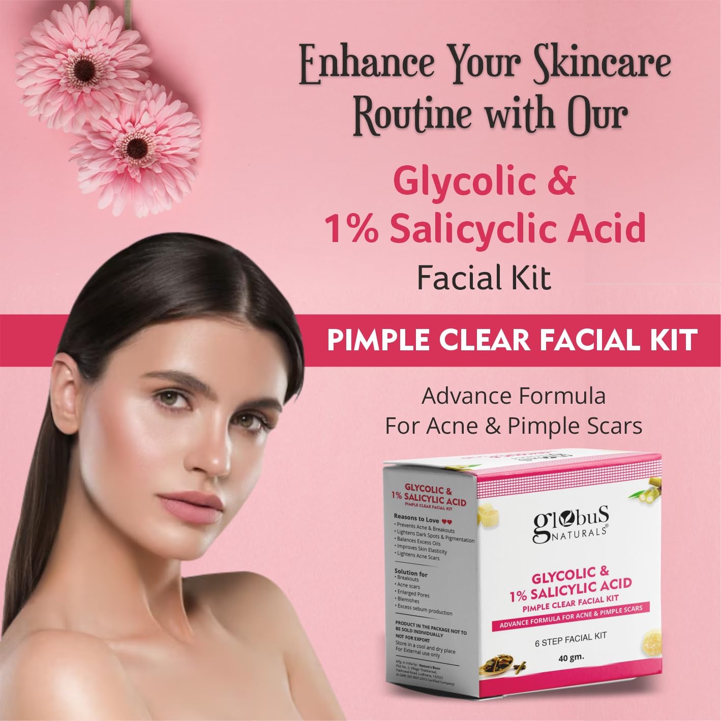 Globus Naturals Anti Acne Glycolic & Salicylic Acid 6 Step Facial Kit - Distacart