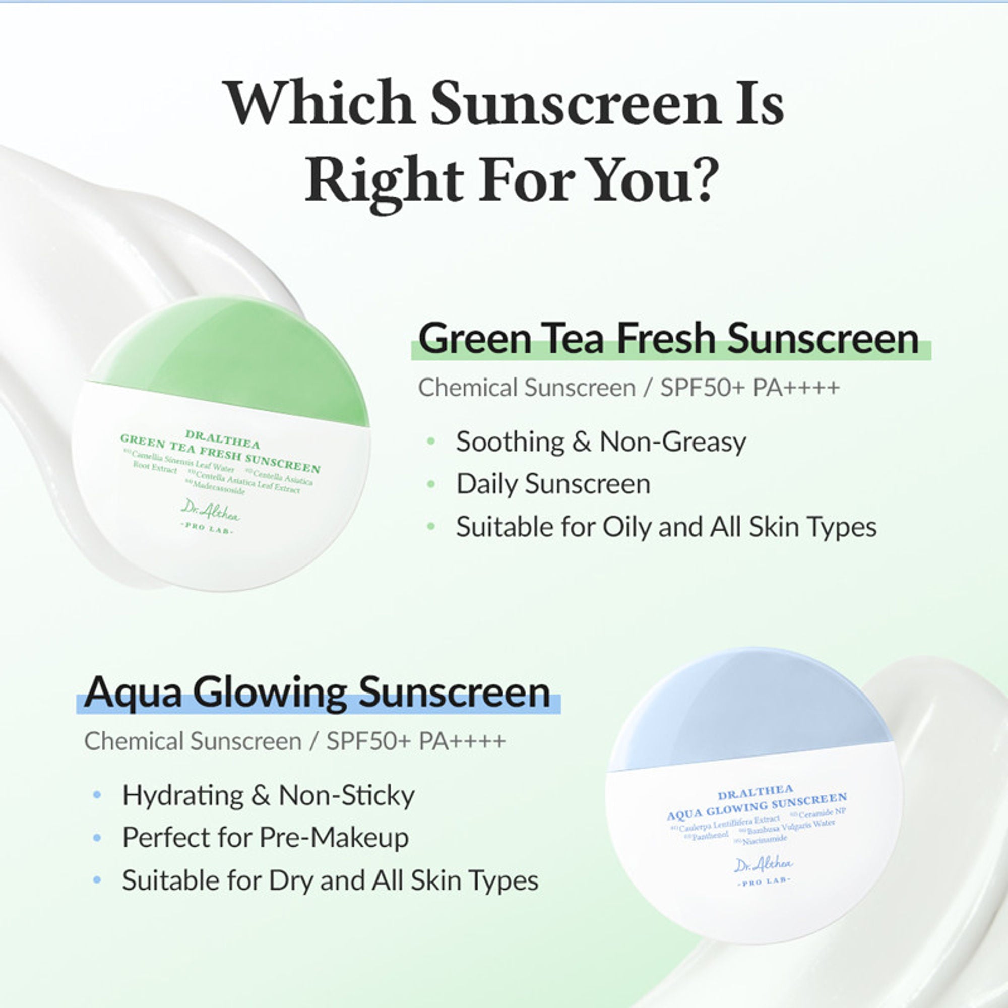 Dr.Althea Green Tea Fresh Sunscreen: Calming & Sebum Control SPF 50+ PA++++ Sun Cream
