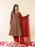 Yufta Brown Cotton Angrakha Style Kurta With Dobby Dupatta Set - Distacart