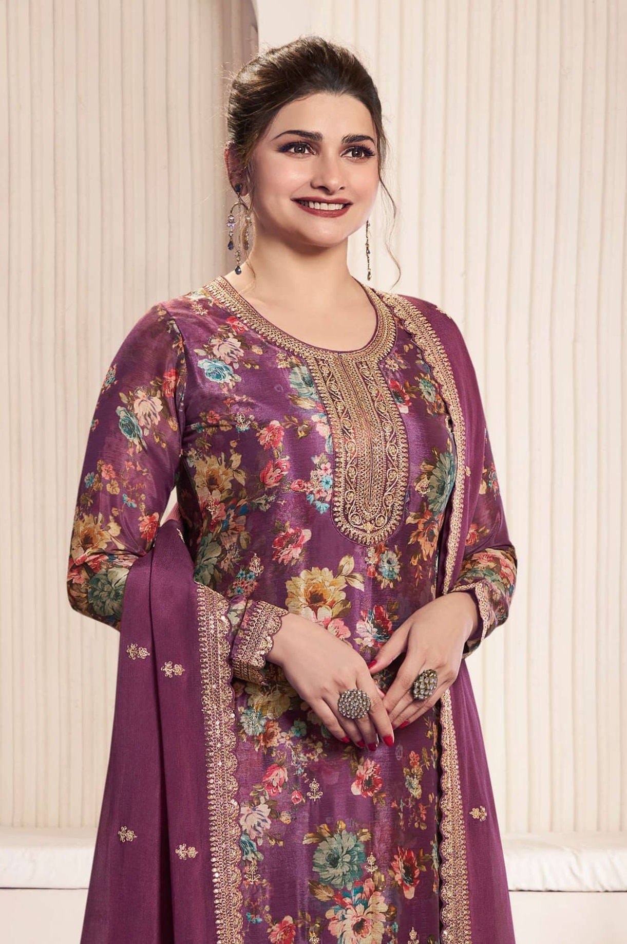 Anaita Purple Chinon Digital Print Sequence Embroidered Salwar Suit - Distacart