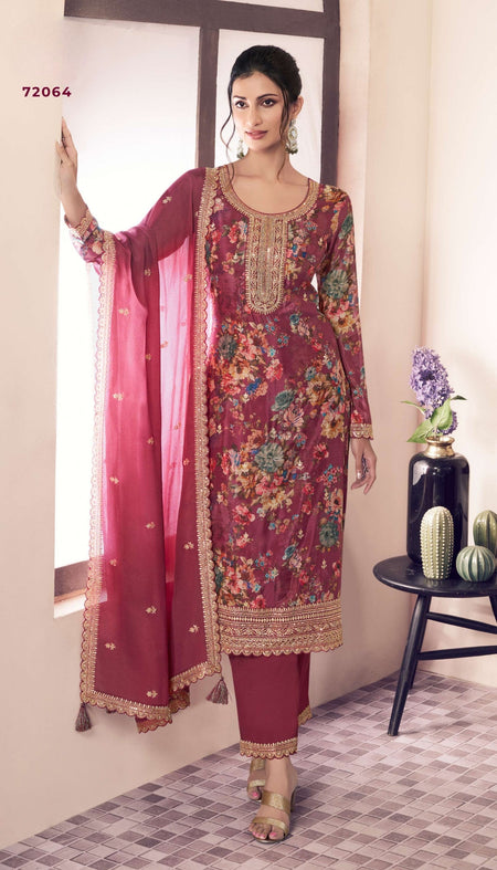 Anaita Pink Chinon Digital Print Sequence Embroidered Salwar Suit