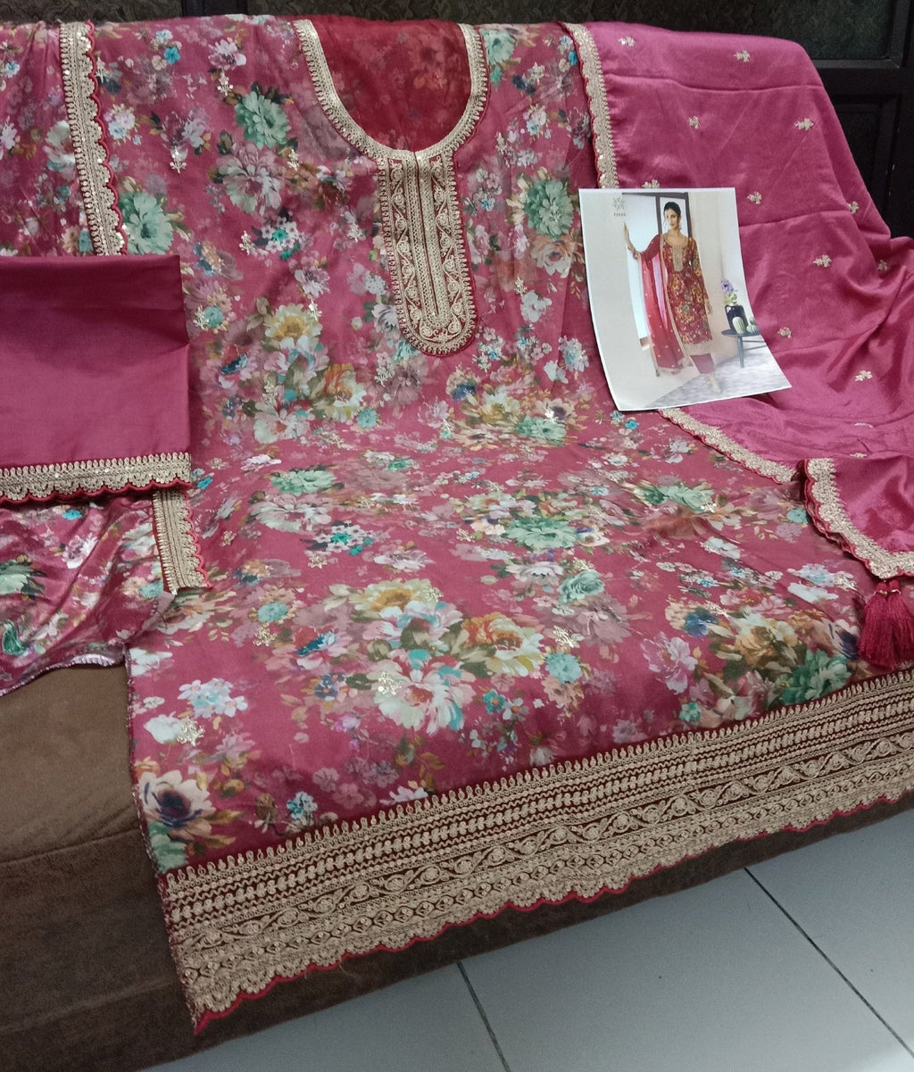 Anaita Pink Chinon Digital Print Sequence Embroidered Salwar Suit - Distacart