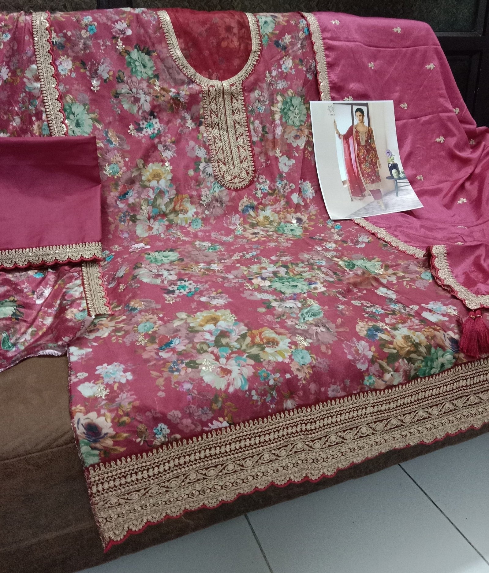 Anaita Pink Chinon Digital Print Sequence Embroidered Salwar Suit - Distacart