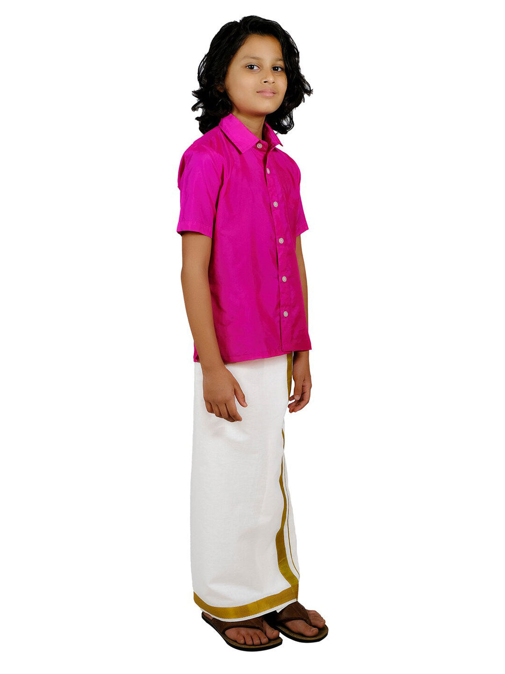 Sethukrishna Boys Pink Shirt With Dhoti