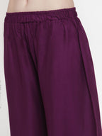 TAG 7 Women Purple Solid Wide Leg Palazzos