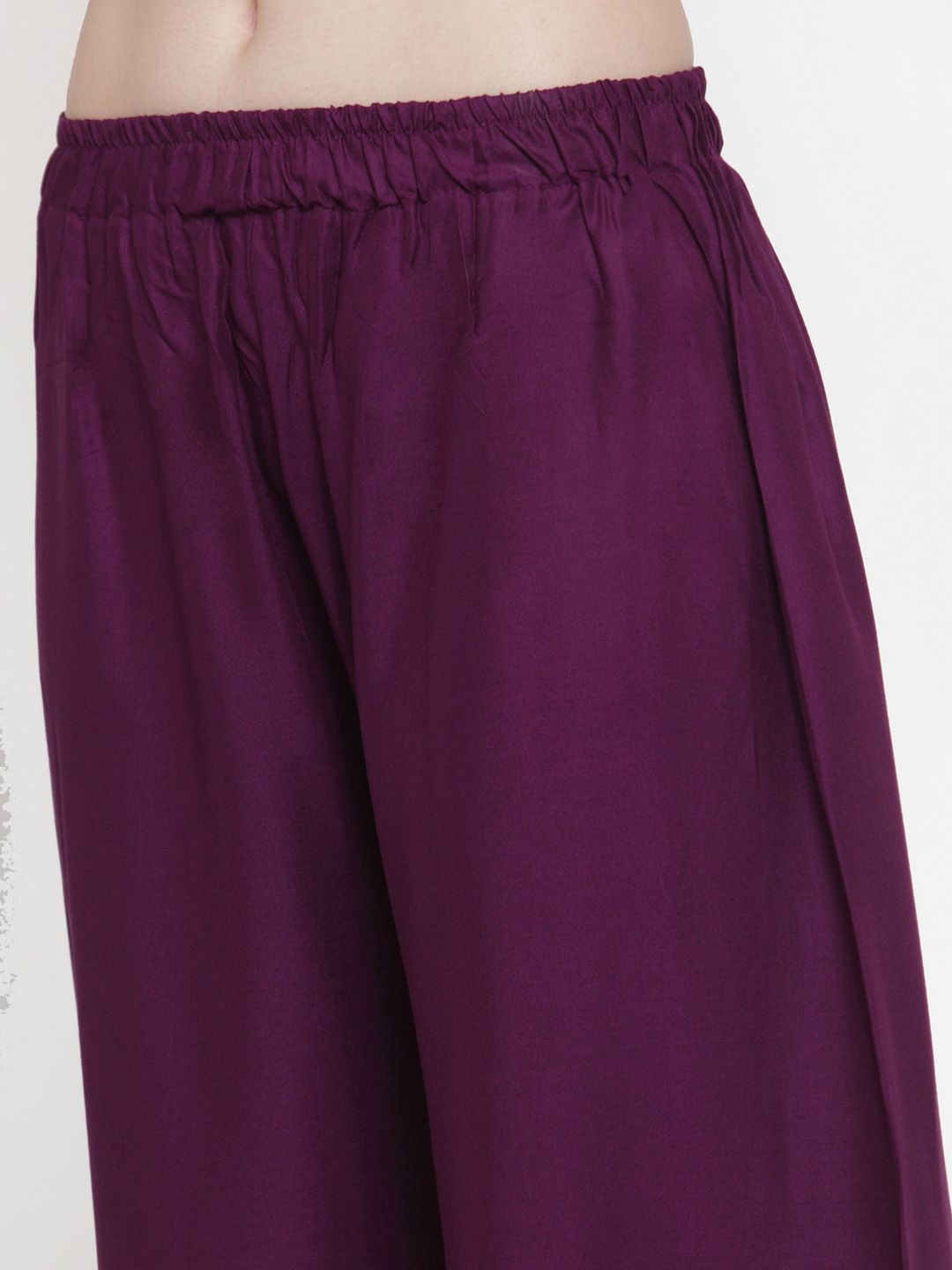 TAG 7 Women Purple Solid Wide Leg Palazzos