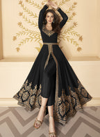 Vegaa Fashion Black Georgette Embroidered Anarkali Suit
