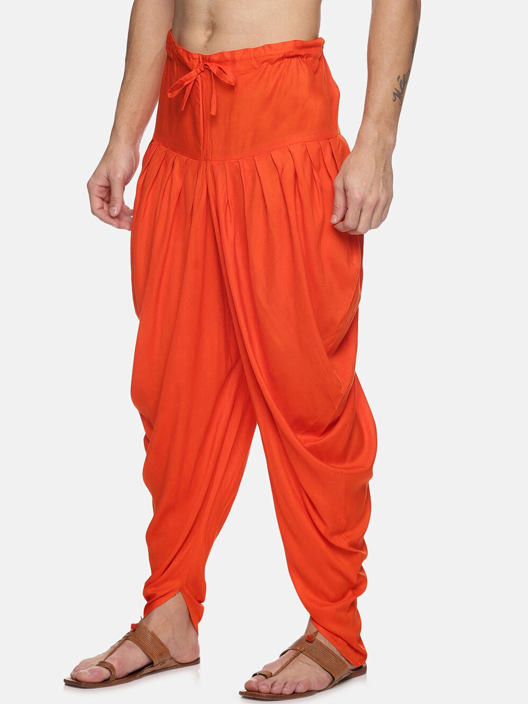 Sethukrishna Men Orange Solid Dhoti Pants - Distacart