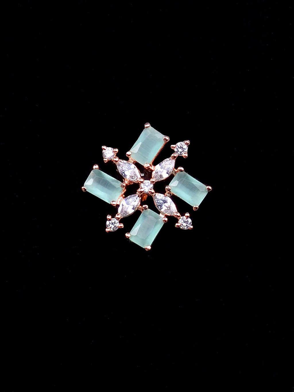 Saraf RS Jewellery Sea Green & Rose Gold-Plated American Diamond Studded Jewellery Set - Distacart