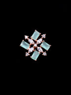 Saraf RS Jewellery Sea Green & Rose Gold-Plated American Diamond Studded Jewellery Set - Distacart