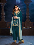 Anaita Teal Silk Farshi Salwar Suit With Codding Dori & Sequence Work - Distacart