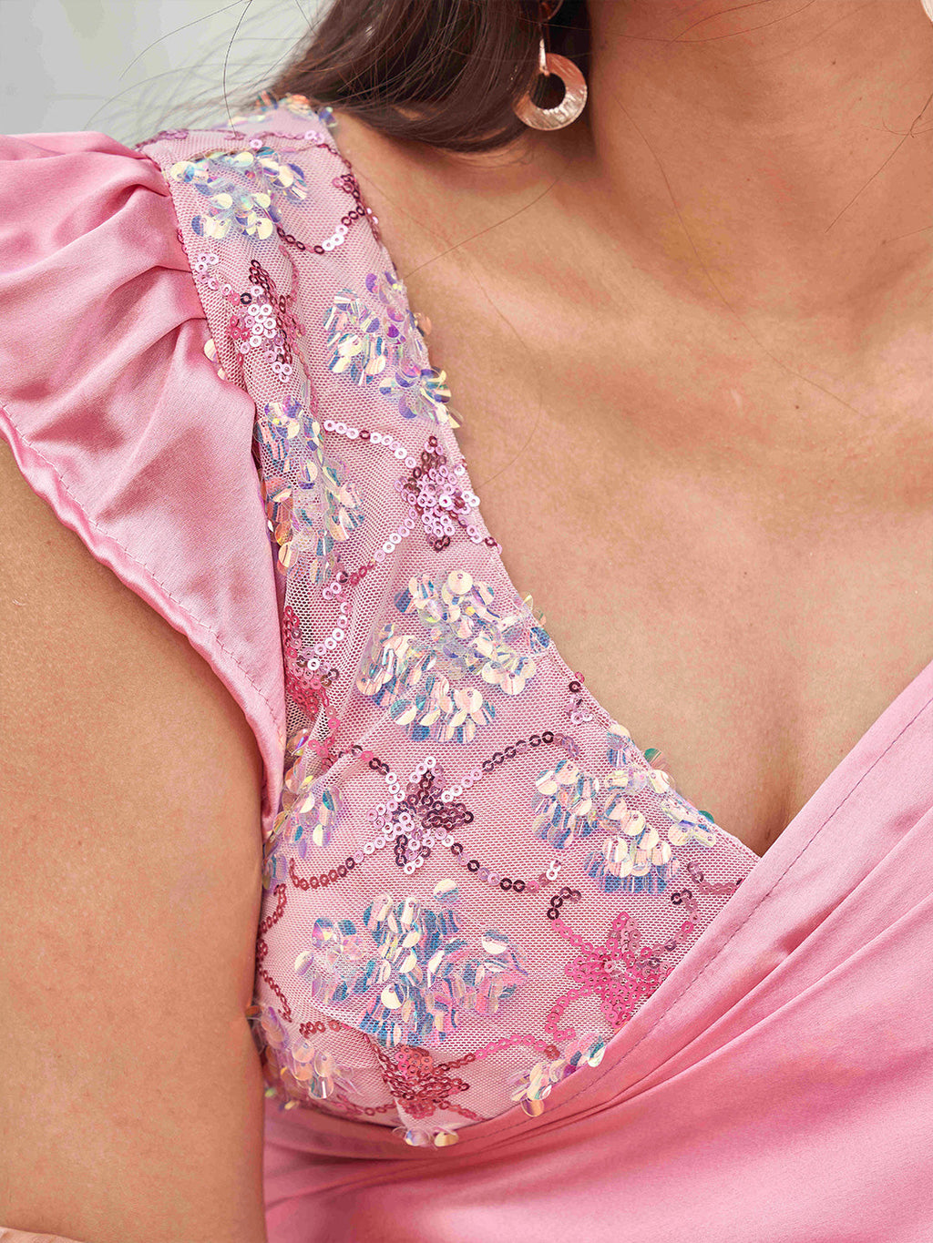 Tikhi Imli Sequinned Satin Ready to Wear Saree - Distacart