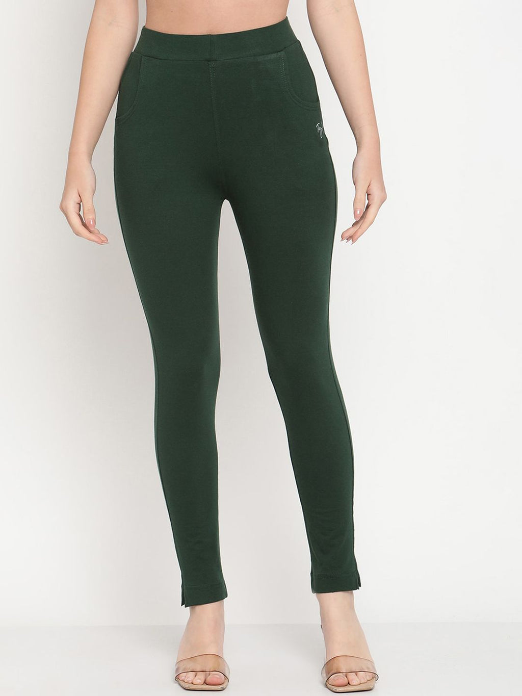 TAG 7 Women Green Solid Ankle Length Leggings