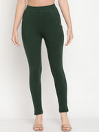 TAG 7 Women Green Solid Ankle Length Leggings